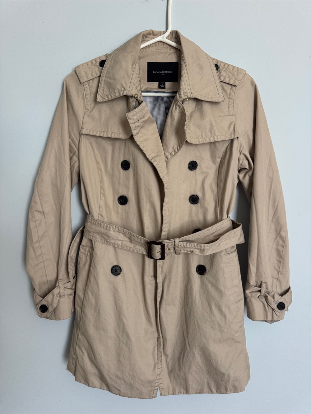 Banana Republic Factory Beige Double-Breasted Trench Coat